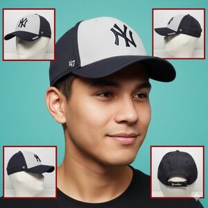 New York Yankees MLB '47 Brand Clean Up Adjustable Baseball Hat Cap Black‎ Gray